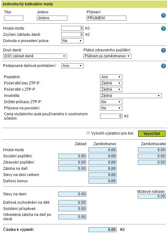 čistá mzda 2019
